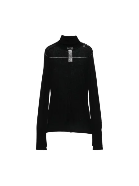 Lniany sweter z golfem Elisabetta Franchi czarny