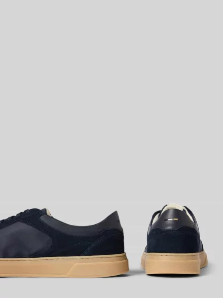 Sneakersy o niskim kroju z naturalnej skóry bydlęcej model Kieran_Tenn_sdnyn' Boss granatowe