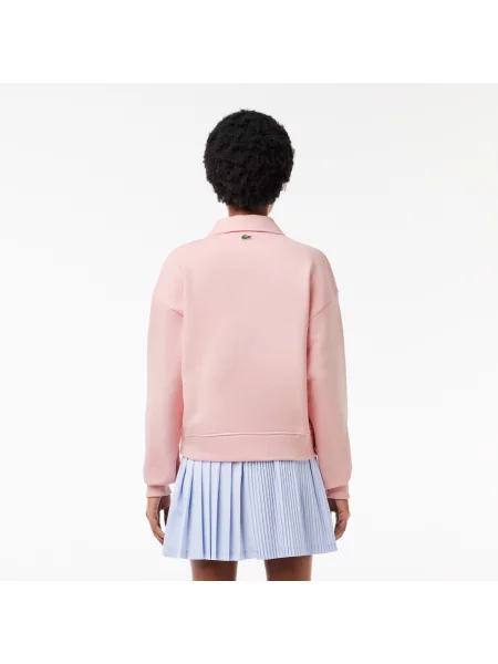 Lacoste Bluza Dresowa Z Haftowanym Golfem różowa