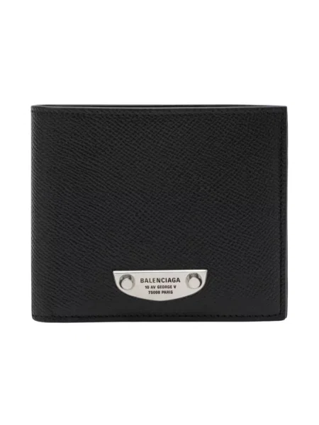 Lniany portfel Balenciaga czarny