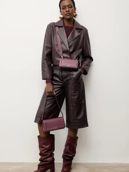 Answear.LAB geaca ramones de piele de tranzitie bordo