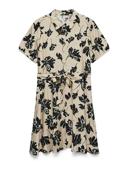 VERO MODA Rochie tip bluză gri taupe / negru alb