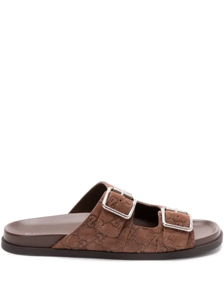 Papuci Gucci din piele maro