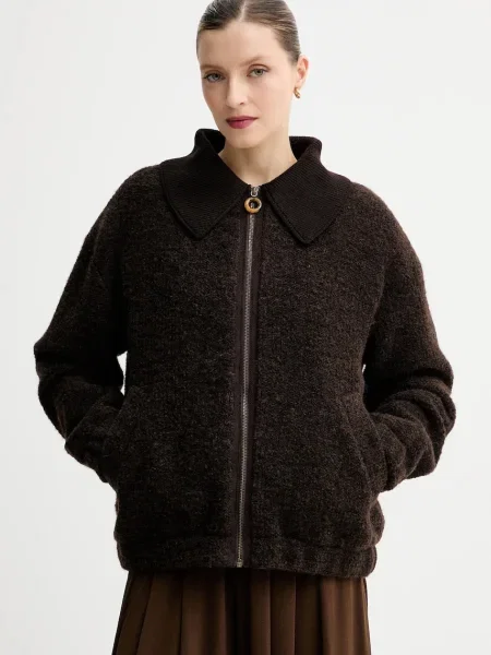 Sessun jachetă din amestec de lână de tranziție maro