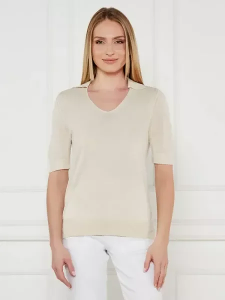 Calvin Klein Bluză cu adaos de mătase bej