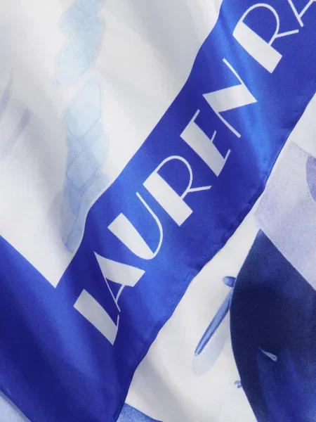 Svileni šal Lauren Ralph Lauren s printom plava