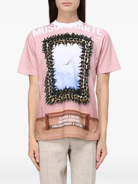 Tričko Moschino s potiskem růžové