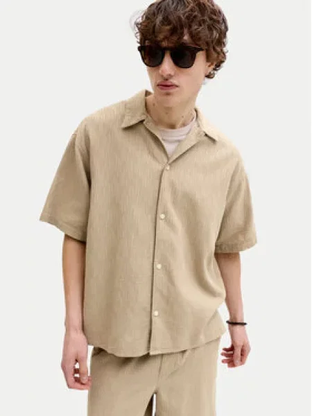 JACK & JONES Košeľa JORMONTAUK tmavošedá béžová