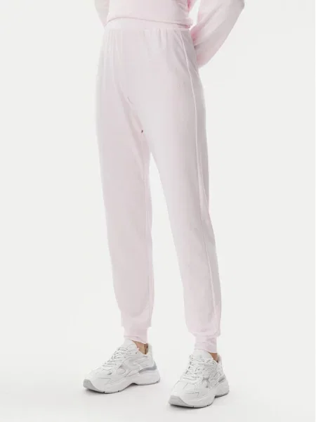 Spodnie dresowe z wyhaftowanym logo model ‘LUCIA’ Guess różowe