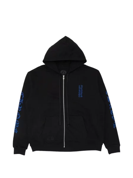 Hanorac cu glugă Chrome Hearts cu imagine cu motiv cu inimi negru