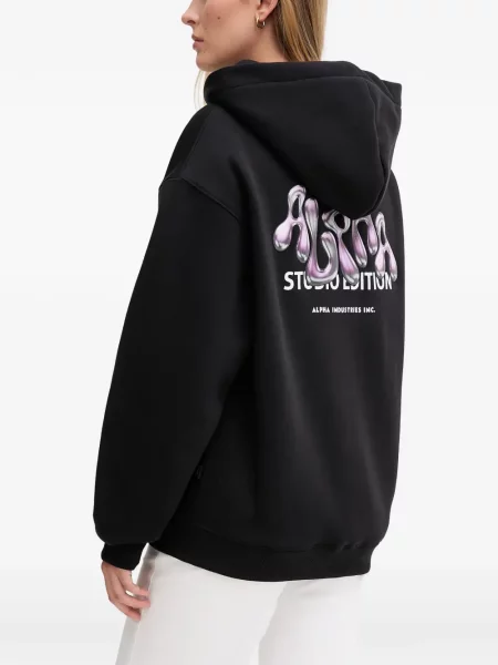 Hanorac cu glugă Alpha Industries negru