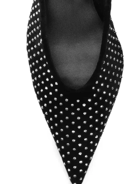 Stras pantofi cu toc Rotate Birger Christensen de catifea slingback negru