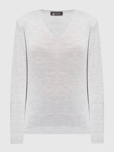 Меланжевий пуловер з кашеміру і шовку Colombo сірий