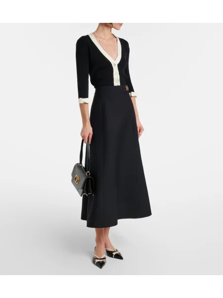 Fustă midi Valentino din crep negru