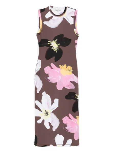Rochie fără mâneci Stine Goya fără mâneci cu model floral cu imagine maro