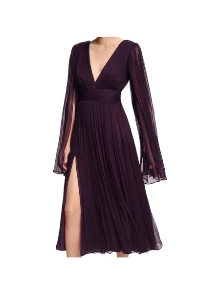 Rochie midi Framboise de mătase cu decolteu în V violet