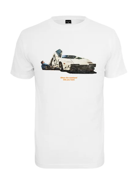 Mister Tee Tricou Weekend Wolf bej / albastru / negru alb