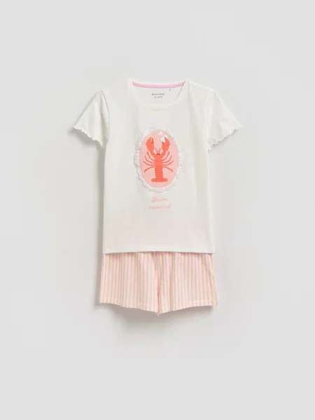 Reserved Pijamale din două piese crem