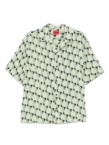 Риза Boss с принт с абстрактен десен зелено