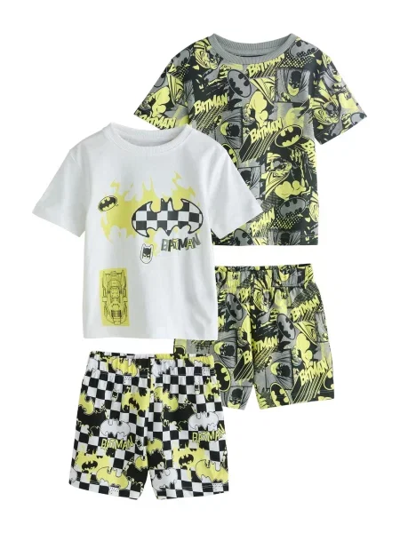 Next Pidžama set Batman neonsko žuta / maslinasta / crna bijela