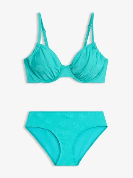 Bikini na fiszbinach z tkaniny strukturalnej 2 części niebieskie