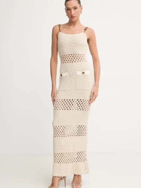 Elisabetta Franchi sukienka z bawełną beżowa
