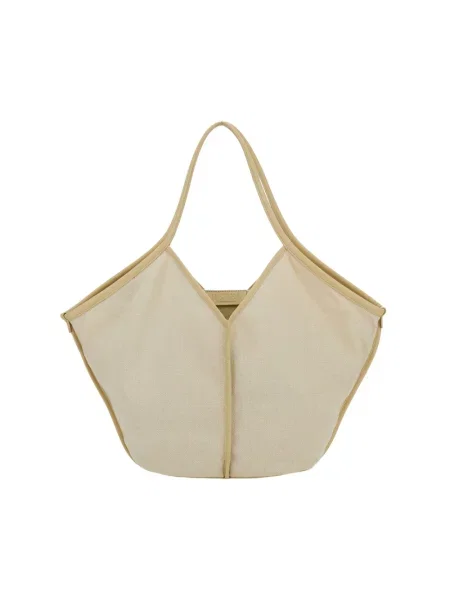 Shopperka Hereu skórzana beżowa