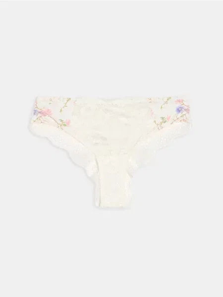 Труси-бразиліана з мереживом кремовий