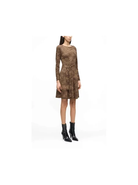 Lniana sukienka Weekend Max Mara brązowa