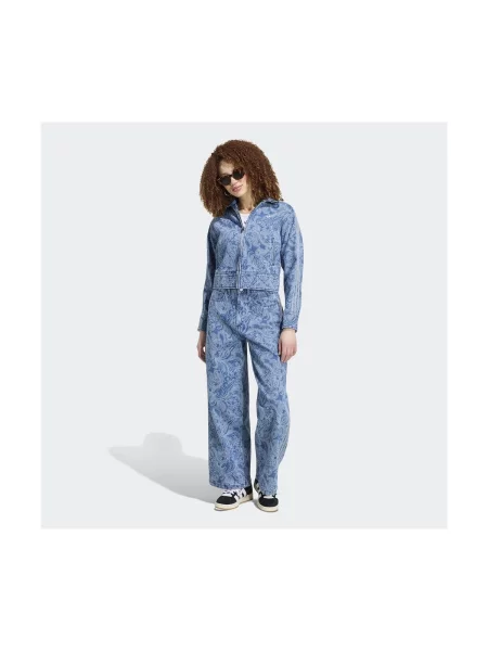 Adidas Džínsová bunda Liberty London Firebird Denim Tracktop modrá