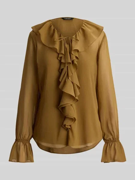 Bluzka o kroju regular fit z kołnierzem z falbanami Lauren Ralph Lauren
