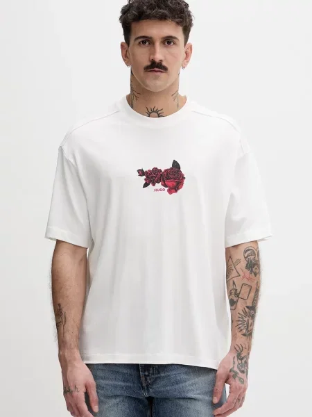 Oversized t-shirt z czystej bawełny model DOMANS' Hugo beżowa