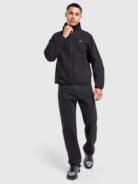 Lacoste Bluza Rozpinana Z Kapturem Woven czarna