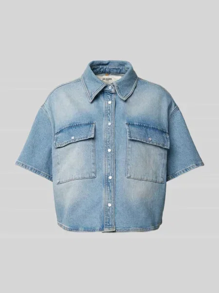 Bluzka koszulowa krótka z imitacji jeansu Goldgarn