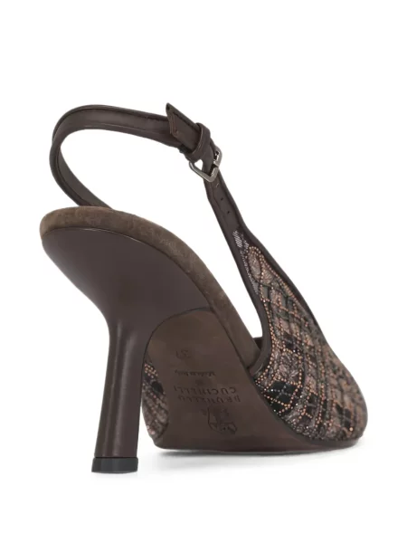 Pantofi cu toc Brunello Cucinelli în carouri maro