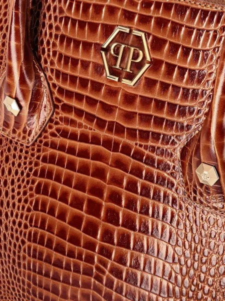 Geanta de piele Philipp Plein din piele maro