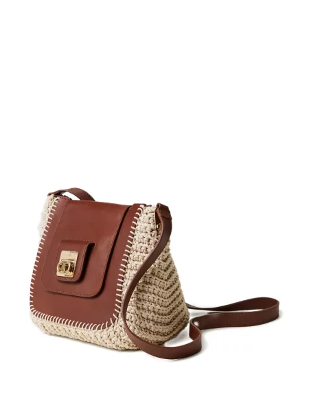 Geanta de piele Twinset din piele maro