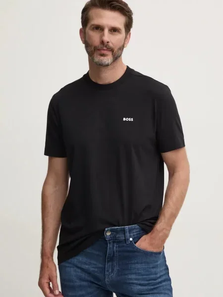 BOSS Green tričko pánske s elastanom Tee čierna