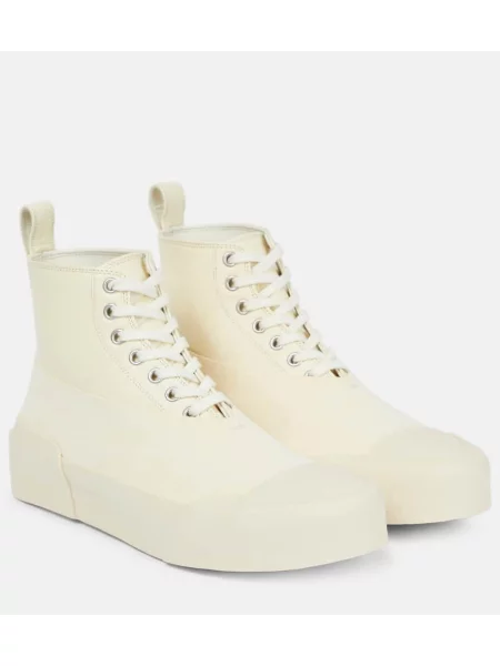 Sneakerși Jil Sander din piele alb