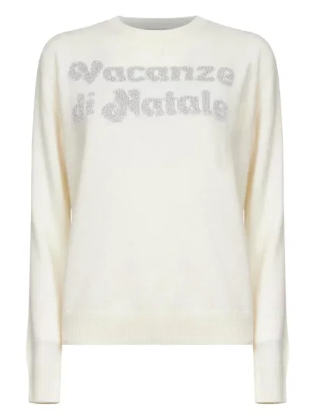 Pulover Mc2 Saint Barth cu broderie din jacard alb