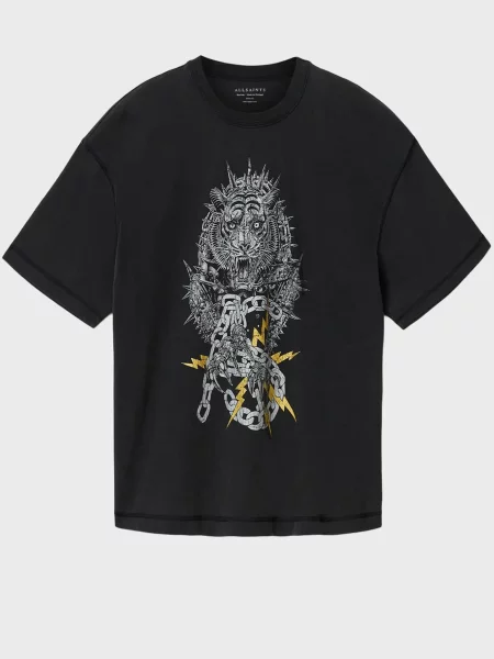 Тигрова футболка Allsaints чорна