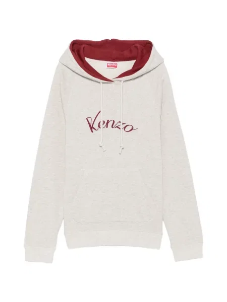 Hanorac cu glugă Kenzo cu broderie cu glugă gri