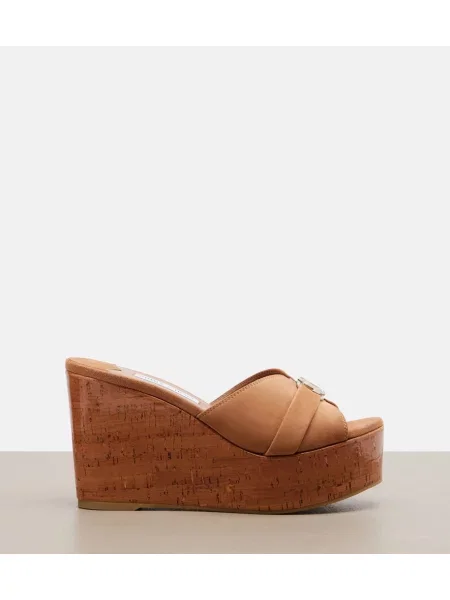 Semišové mules Jimmy Choo na kline béžová