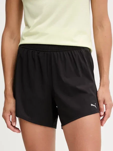 Puma pantaloni scurți de antrenament negru neted high waist alb