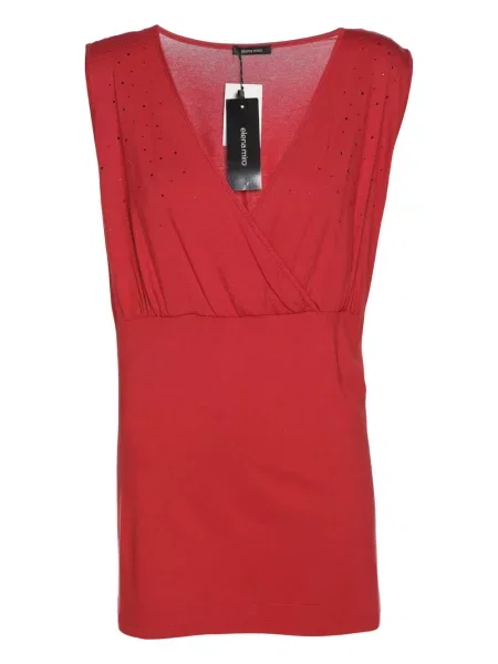 Top Elena Miro' z dekoltem w serek z kryształkami czerwony