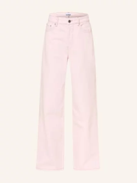 Ganni Rovné Džíny Izey chalk pink