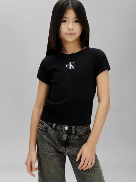 Calvin Klein Jeans majica za djecu od pamuka crna