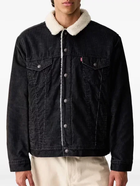 S ovratnikom traperice Levi's® visoki struk od flisa crna