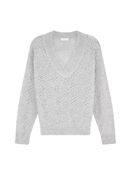 Sweter Brunello Cucinelli z nadrukiem szary