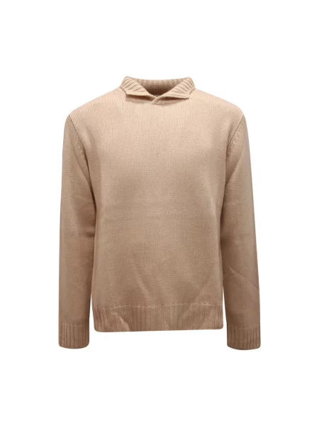 Sweter z golfem Dondup wełniany do golfa beżowy